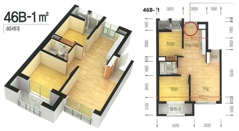 울산방어휴먼시아 평면도46B-1